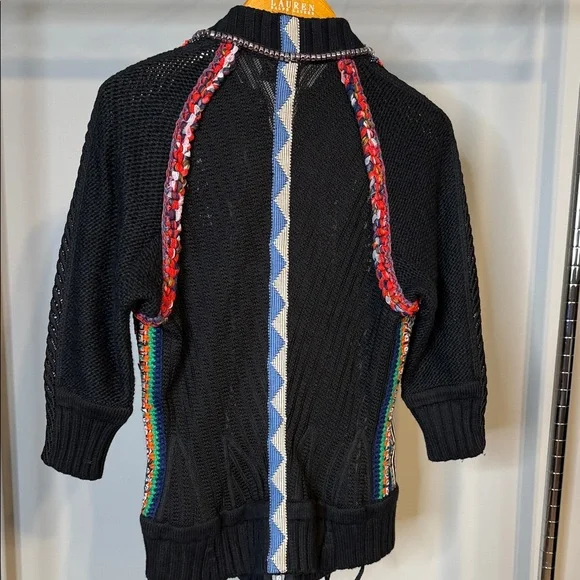 Byron Lars Black Embroidered Cardigan-NEW